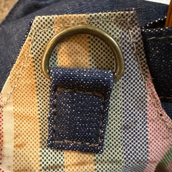 Vintage Blue Jean Denim Purse/Handbag, Wood Ring Handles - Picture 7 of 9